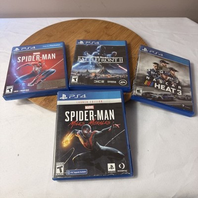 Lot of 4 Games Sony PlayStation 4 PS4 Spider-Man x2 battle Front II & NASCAR