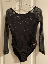 Girls Justice Black Leotard With Rhinestone XS 5-6 
