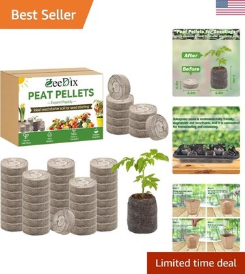30mm 55Pcs Compressed Peat Pellet Fiber Soil Plant Seed Starters - Nursery Pl...