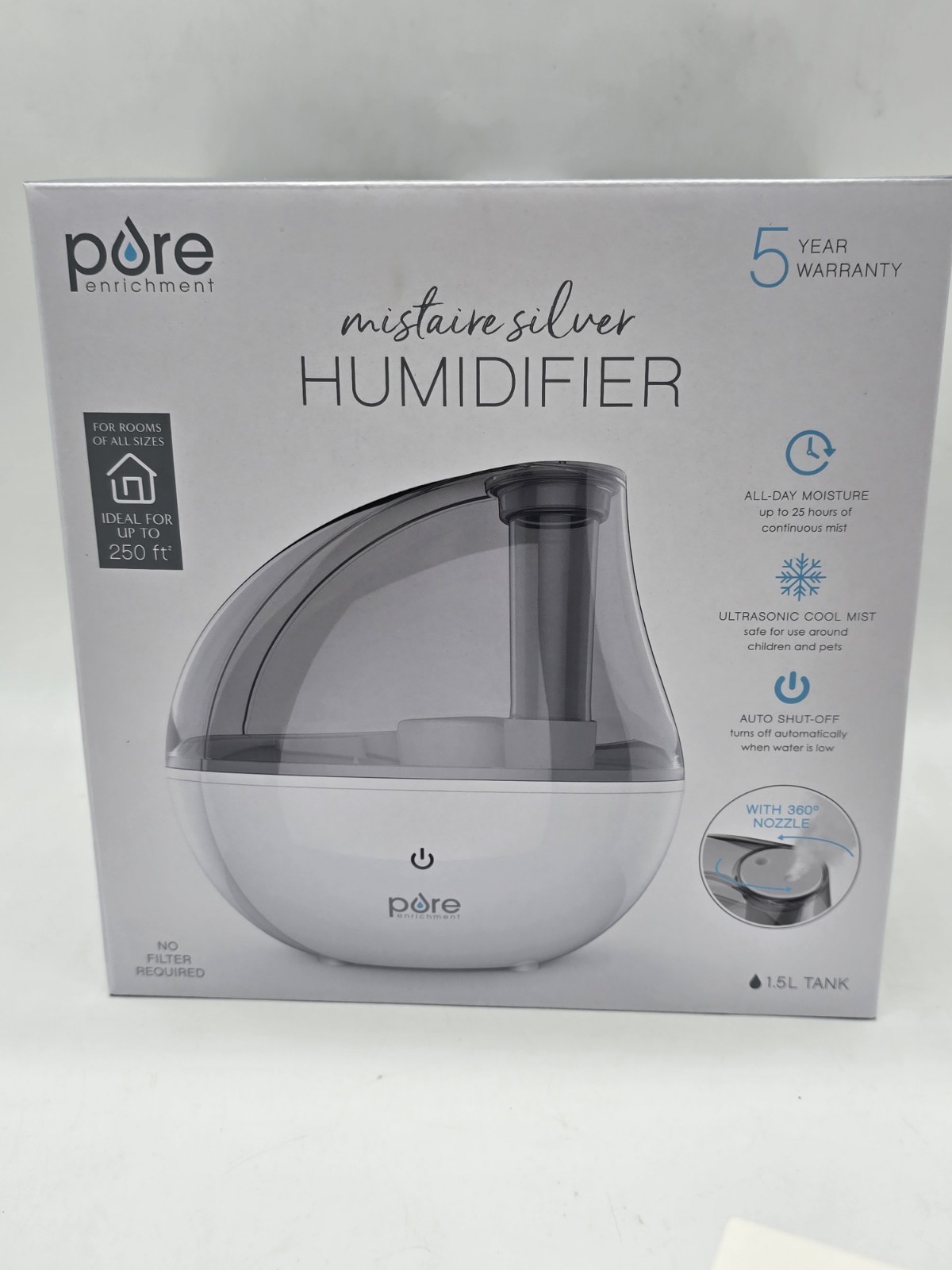 Pure Enrichment Mistaire Silver Ultrasonic Cool Mist Humidif