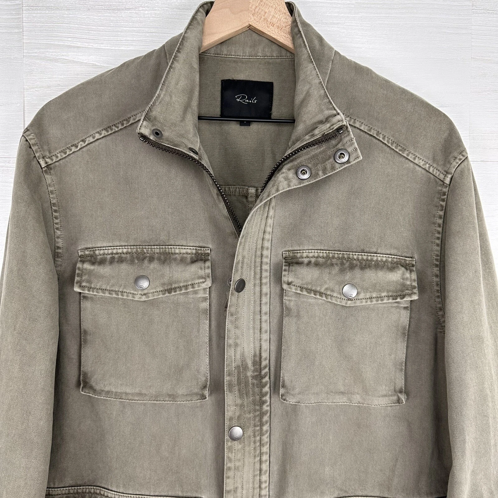 Rails Porter Field Utility Jacket Men Size S Sage Green Pockets Full Zip Army image 3