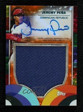 2023 World Baseball Classic Orange Cracked Ice Foil 10/25 Jeremy Pena Auto 18k3