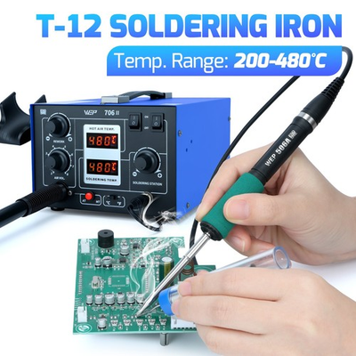 #ad WEP 2IN1 Soldering iron Station Digital Hot Air Rework Station T12 tips $119.99