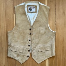 True Vintage 70s Leather Suede Vest Tan Button M Silton California