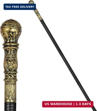 Vintage Walking Cane,Plastic Vintage Staff Prop Gold Walking Stick Costume Acces