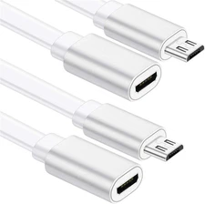 2 Pack 20FT Total Micro USB Extension Cables, Male to Female Extender Cord Compa