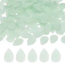50Pcs Crystal Leaf Beads Czech Glass Beads Spacer Bead, Light Jade Green