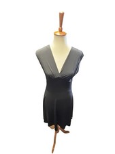 Women’s Sushi Flowers Black V-Neck Sleeveless Little Black Dress Size Large