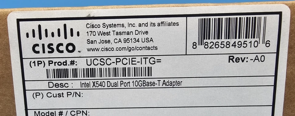 NEW, Sealed Cisco Intel 74-11070-01 X540 2 Port 10GBase-T Adapter. - Image 3 of 4