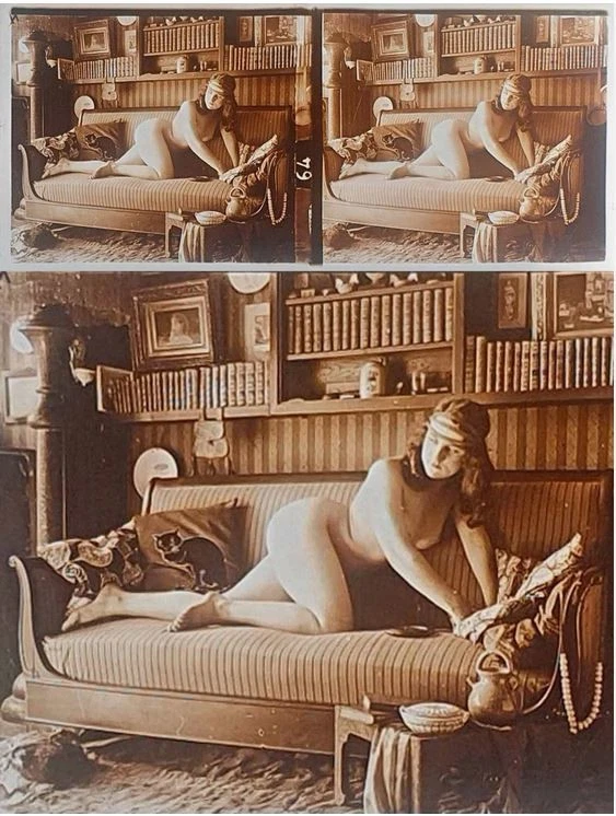 PHOTO STEREO sur verre NU FEMININ 1900 - 1920 / 775 - Photo 1/1