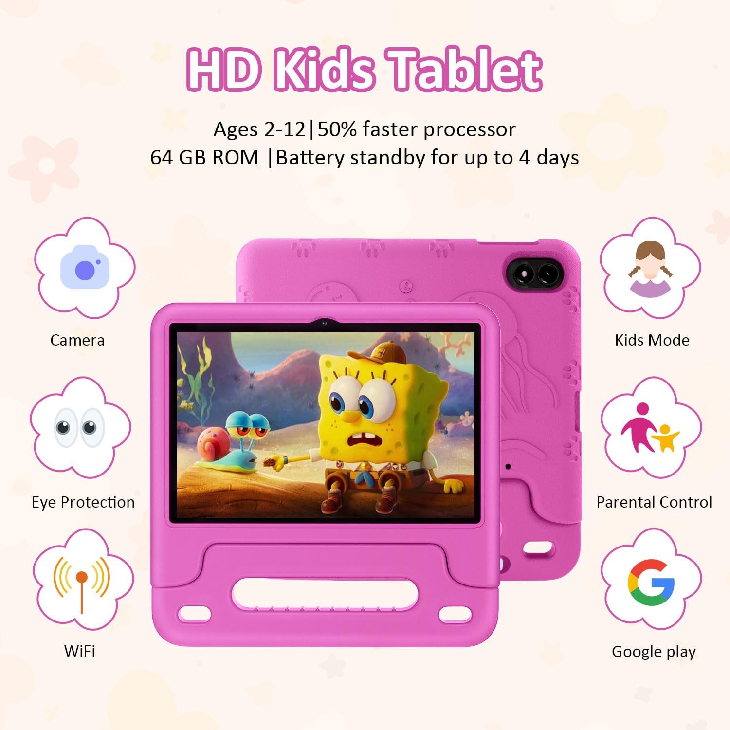 Android 15 Kids Tablet, 2025 Upgraded 10.1 Inch Tablets with Octa-core Proces...