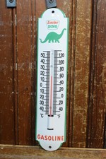 SINCLAIR DINO GASOLINE PAINTED PORCELAIN METAL THERMOMETER SIGN WORKS DINOSAUR