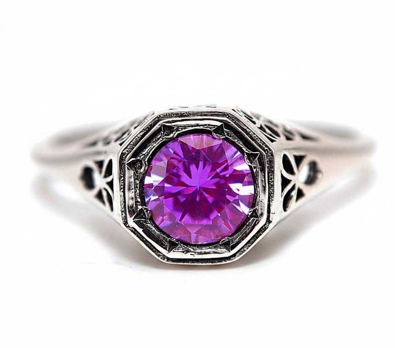 1CT Heat Treated Alexandrite 925 Sterling Silver Filigree Ring Sz 7 PC9-4