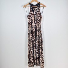 Wish womens dress size XS maxi beige geometric sleeveless rayon blend 029820