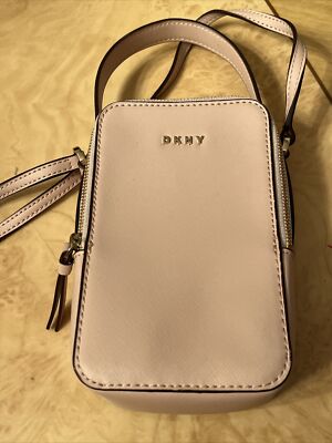DKNY Small Pink Beige Crossbody Purse Bag Very Clean