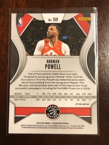 2019-20 Panini Prizm Prizms Hyper #159 Norman Powell RAPTORS - Foto 2 di 2