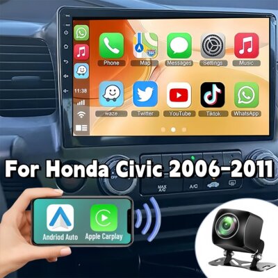 Upgraded Head Unit 4+64GB Car Stereo Radio GPS for Honda Civic 2006-2011