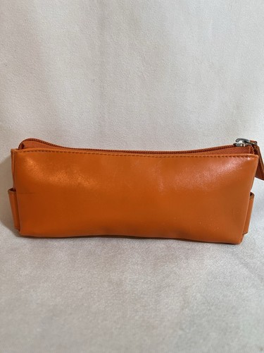 Nordstrom Vintage Orange Leather Clutch, Makeup Bag, Purse Handbag - Picture 5 of 11