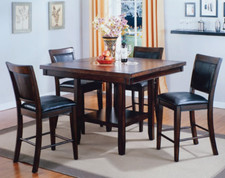 Fulton Counter Height Table & 4) Chairs; Optional Bench; Dark Brown; Lazy Susan