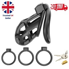 Lightweight ABS Men’s Chastity Cage Kit 3 Curved Rings, Secure Breathable Fit