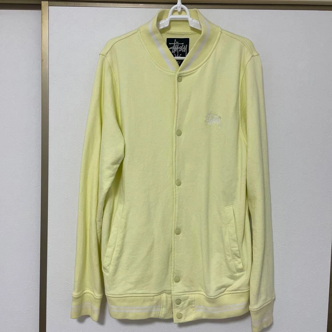 STUSSY stadium jacket snap button sweatshirt yellow size L Men s
