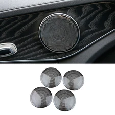 Inner Door Speaker Frame Cover Trim 4* For Benz C-Class 2015-2021 Black Titanium