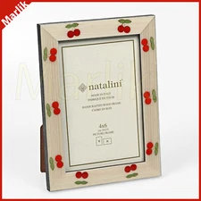 Natalini Handmade Italian Frame 4x6" ( 10x15 cm ) Ivory/Red, Cherry Pattern, NEW