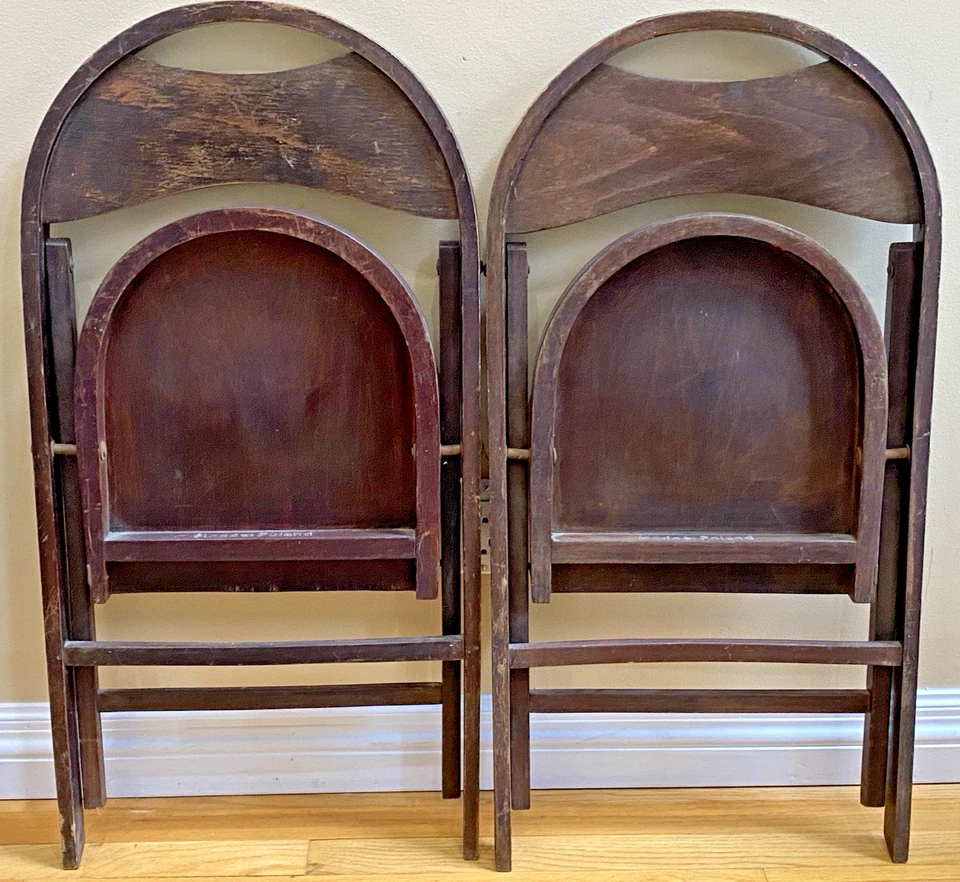 Vintage Wood FOLDING CHAIR SET dining wedding church slat primitive Lot 2 - Image 2 of 4