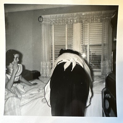 VINTAGE PHOTO Woman Bending Over Facing Away Rear back to camera ORIGINAL SNAPSH