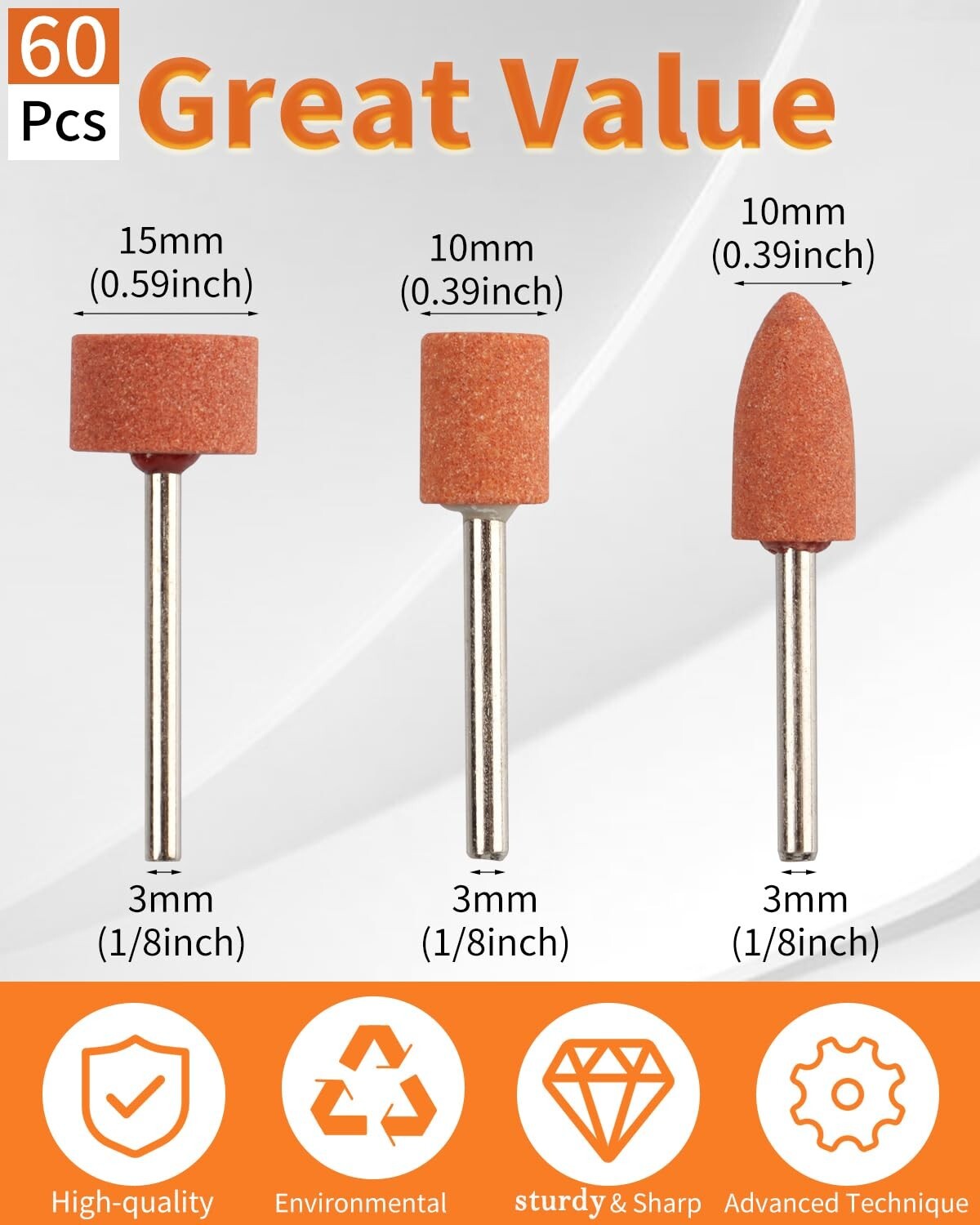 60Pcs Sanding Bits for Dremel Rotary Tool, A Strong Grinding Stones ...