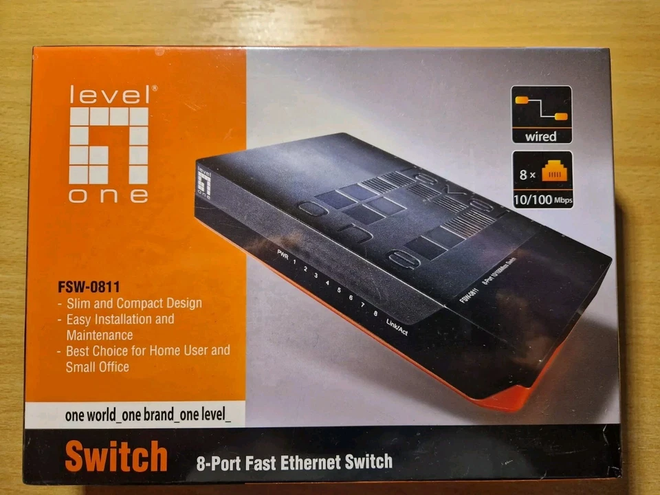 Level one FSW-0811 8 PORT SCHNELLER ETHERNET-SWITCH 530140 NEUER BESTAND OVP