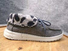 Hey Dude Britt Womens Cheetah Animal Print Woven Slip On Shoes Gray Size 7 US