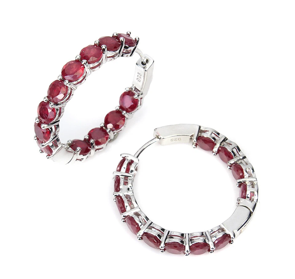 Orecchini In Argento Sterling 925 Con Rubino Naturale Diametro 4,5Mm - Immagine 3 di 4