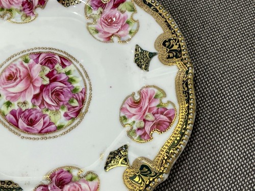 Antique Japanese Royal Crockery Nippon Porcelain Plate Flowers Decoration - Picture 3 of 12