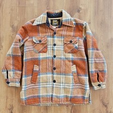 Vtg 1980’s Manor House Plaid Flannel Wool Sherpa Lined Shacket Shirt Jacket