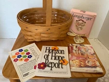 RARE LONGABERGER 1999 HORIZON OF HOPE BASKET & PROTECTOR/TIE-ON CLASSIC STAIN NW