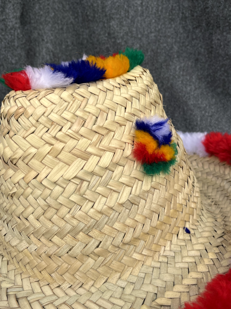 Moroccan Traditionnel Calssic Straw Hat Woven Handmade Beige