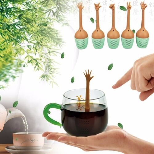 Funny Hand Gestures Silicone LooseLeaf Spice Tea Infuser Tea Strainer Diffuser - Picture 1 of 17