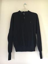 POLO by RALPH LAUREN Size S Men Navy Blue Collared Sweater
