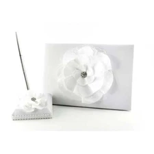 Netted Rose Wedding Guestbook and Pen Set