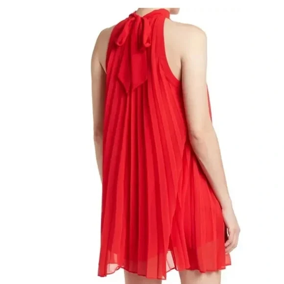 Betsey johnson pleated chiffon halter best sale dress