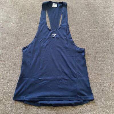 Gymshark Men's React Classic Stringer Slim Fit Tank Top Shirt Navy Size Medium