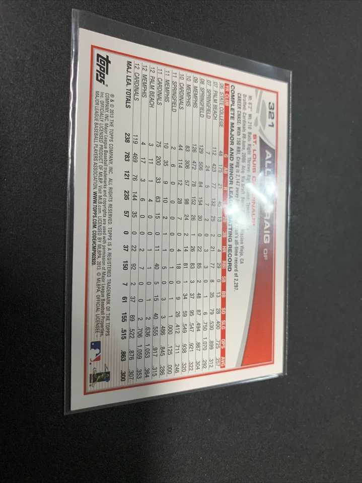 2013 Topps  Allen Craig  #321 St. Louis Cardinals - Image 4 of 4