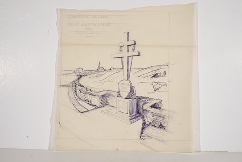 Dessin XX° P-V DAUTEL Projet d'un Monument aux Fusilliers LIRE Maine et Loire - Foto 2 di 2