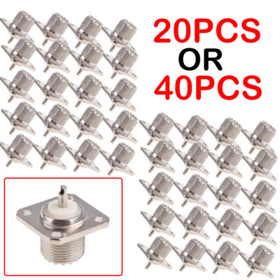 20/40PCS UHF Female Jack SO-239 Bulkhead Panel Chassis Mount Connector US