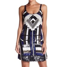 Parker Women's Blue/Black Hayden Sequin Blue Black Sleeveless Dress Size 6