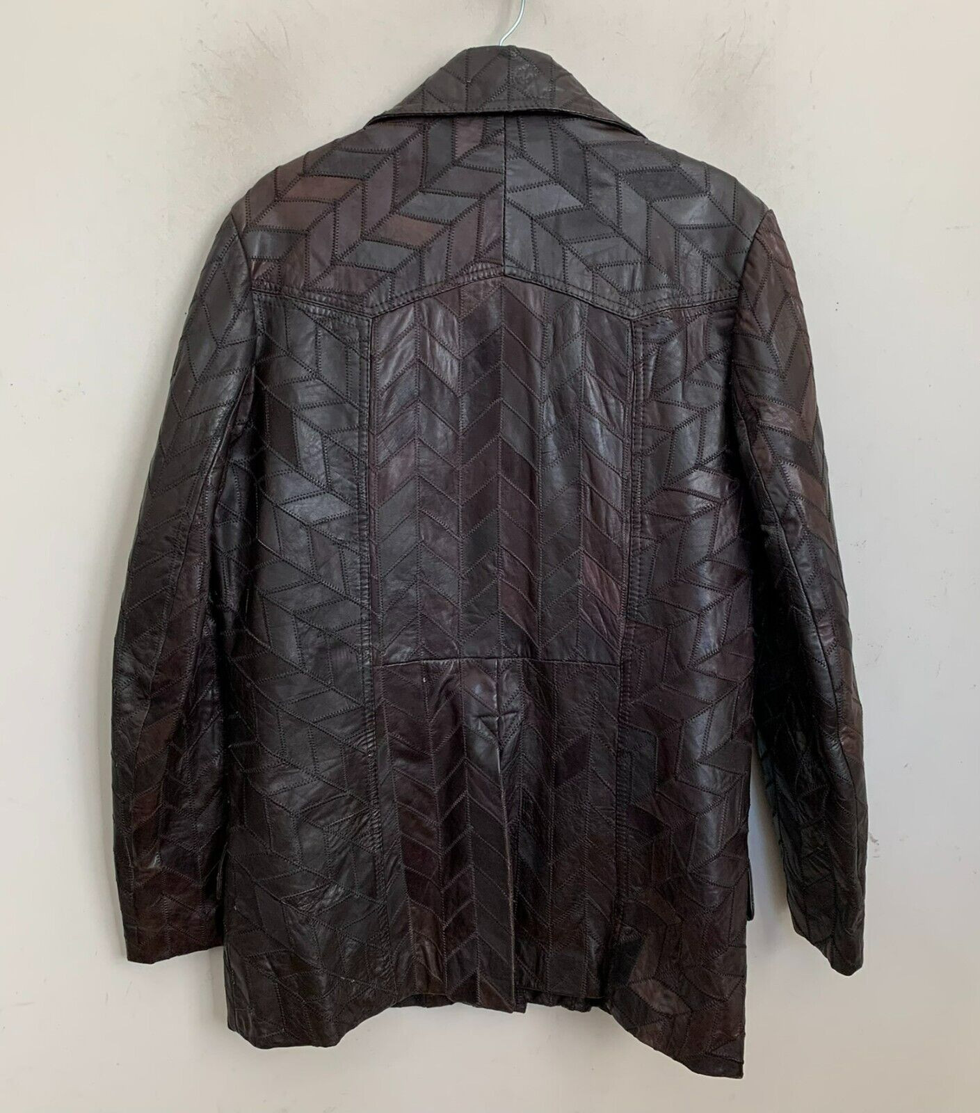 Unbranded Brown Leather Jacket Patch Design Pocke… - image 2