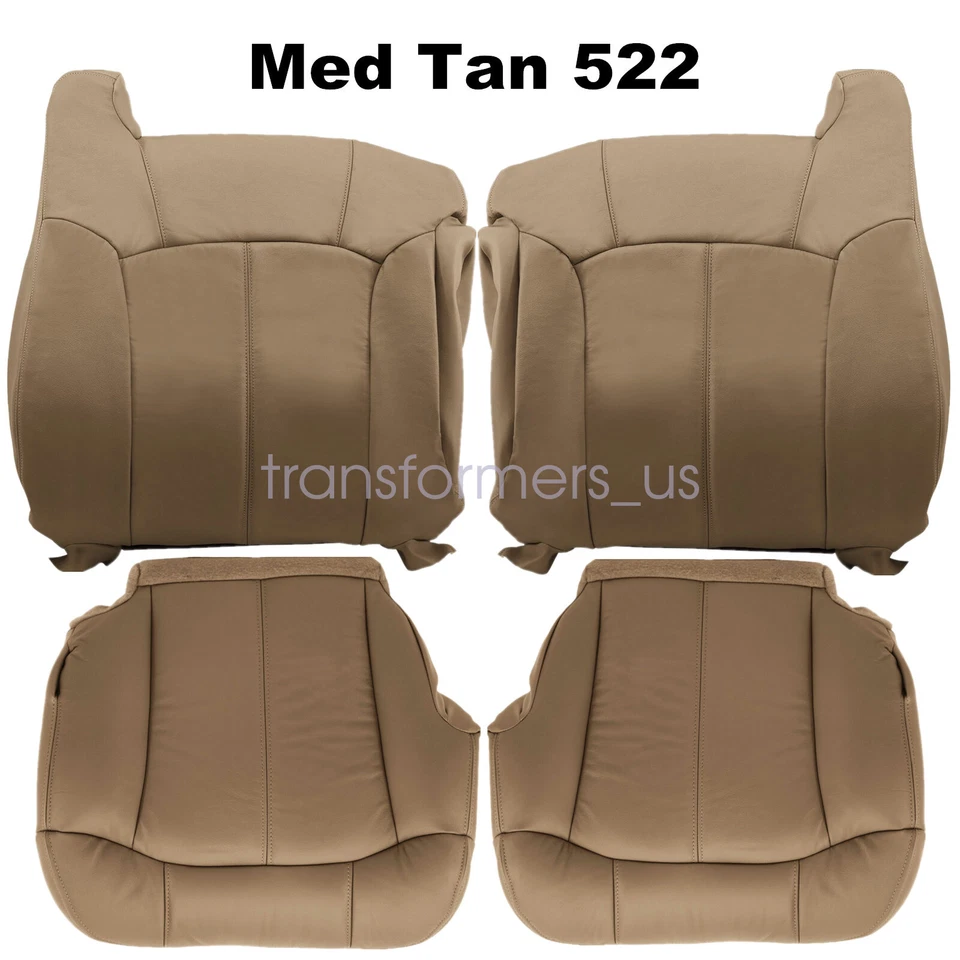 Fundas de asiento delanteras de cuero para Chevy Silverado 1999 2000 2001 2002 color tostado medio 522 Foto 2 de 4