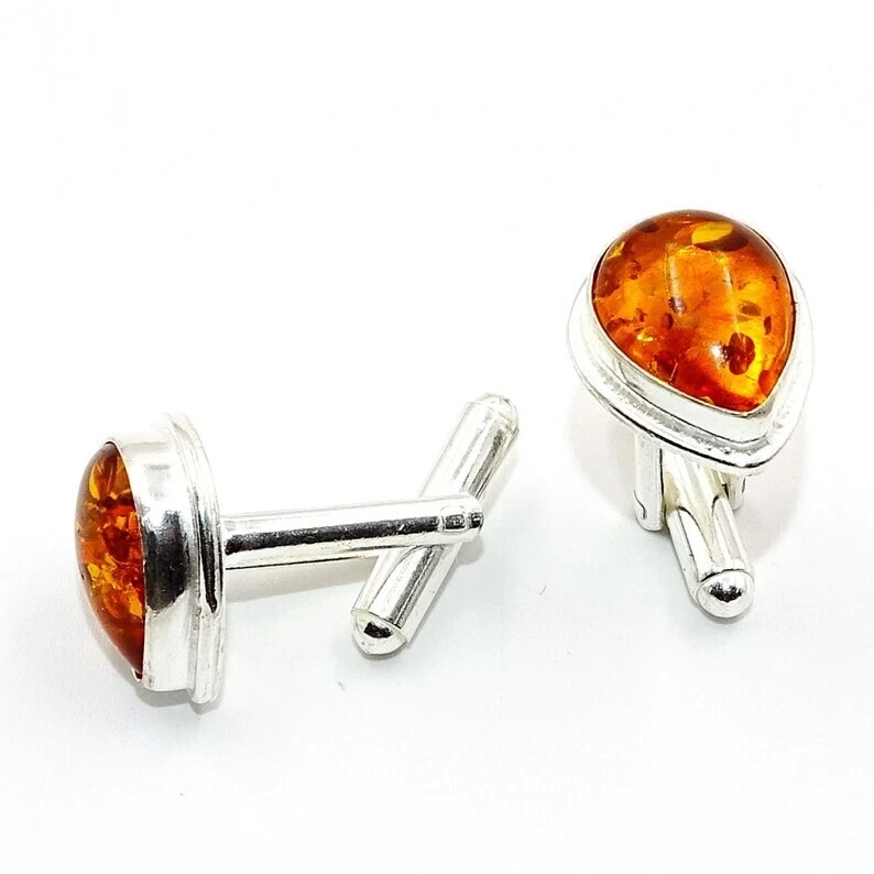 Baltischer Bernstein Edelstein 925 Sterlingsilber Manschetten Für Herrenhandmade - Bild 2 von 4