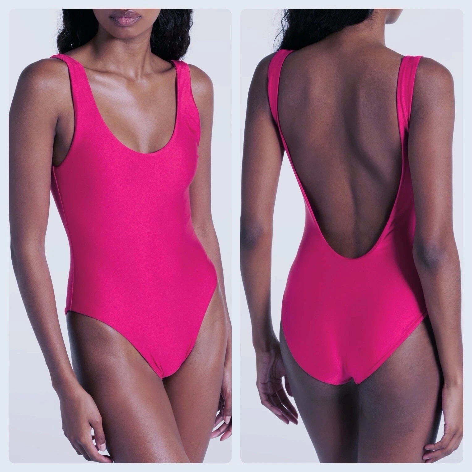 Jade Swim Contour One Piece Swimsuit Fuschia Sheen Low Scoop Back Size Small NEW
